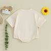 Baby Bubble Romper Football Letter Print Short Sleeve Round Neck Bodysuit Infant Playsuit