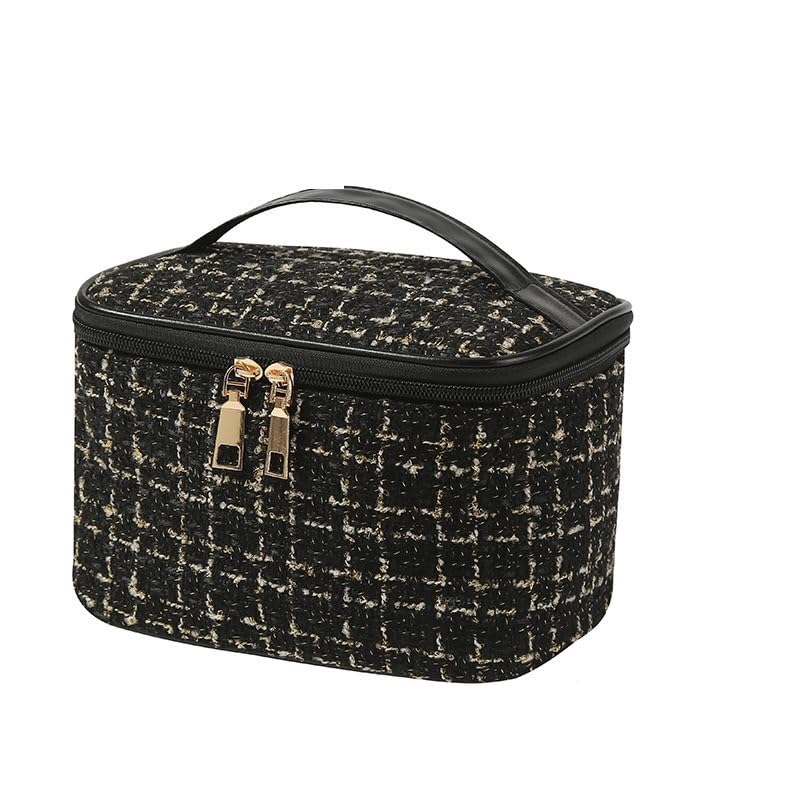 AVANCE Makeup Cosmetic Storage Popular Stylish Travel Cosmetic Black and White Pouch, Bag, Bag, Handbag, Storage, (Black)