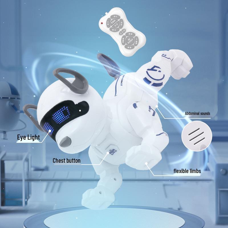Умная бионическая собака-робот: Программируемая, Готовая к трюкам, Лающая, Ходящая, Игрушка на радиоуправлении для детей