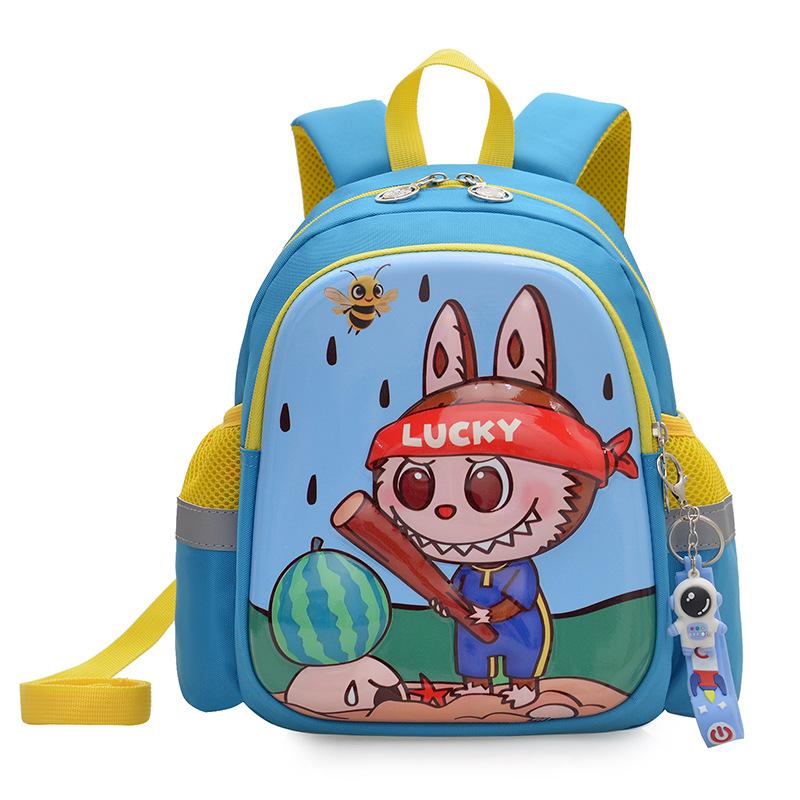 Labubu Школьный рюкзак Мультяшный школьный рюкзак для мальчиков и девочек 2-4 лет Маленький рюкзак с защитой от потери 3D Трехмерный рюкзак с жестким корпусом CLE