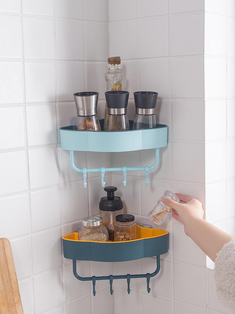 Скандинавская контрастная треугольная полка для ванной комнаты — экономия места, настенное хранение без отверстий