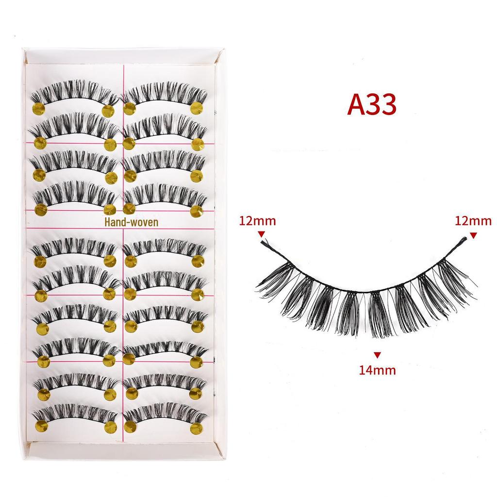 217 накладных ресниц ручной работы - 10 пар, натуральный стиль, перекрестный хлопковый стержень для сценического макияжа