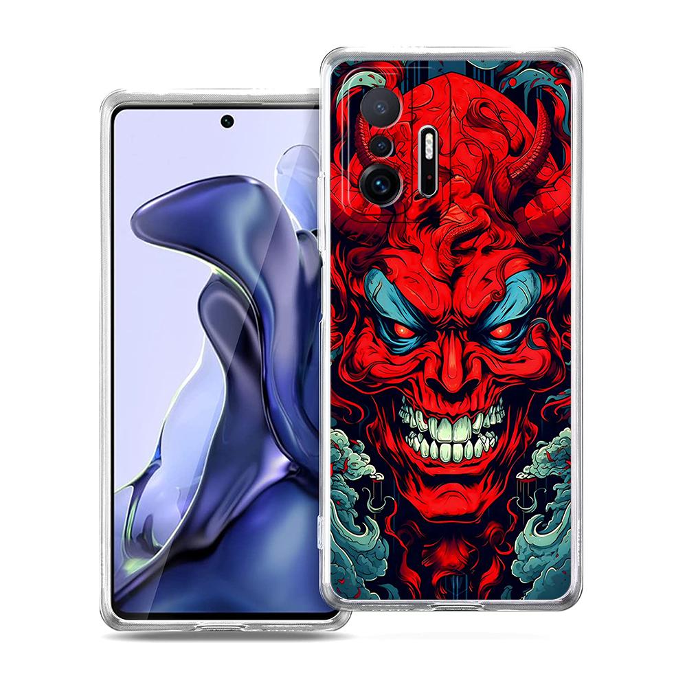 Прозрачный чехол для телефона для Xiaomi Mi 14 13 12 11 Ultra 13T 12T 11T Poco X3 NFC F3 F6 Pro Мягкий ТПУ корпус Самурай Они Маска Япония