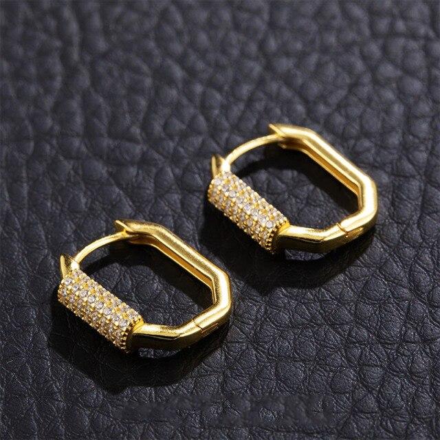 925 Sterling Silver Geometric Zircon Hoop Earrings Simple Luxury Handmade Earrings Dropshipping Wholesale