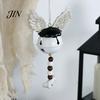 Durable Halloween Ornament Jingle Bell Ornament, Gothic Bull Skull/Angel Wings Hanging Decoration for Tree, Party Home Decor Seasonal