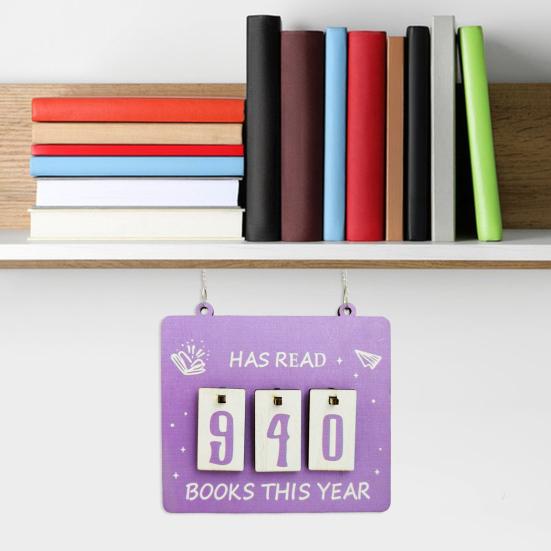 Hanging Book Read Tracker Handmade Wooden Book Counter Has Read Book This Year Bookshelf Hanging Sign Book Lovers Gift