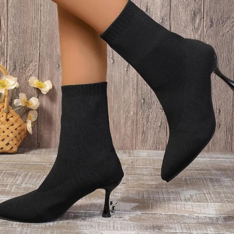 Модная женская обувь 2024 года, модные женские ботильоны, высококачественные остроносые современные ботинки, женские сексуальные туфли без застежек для женщин