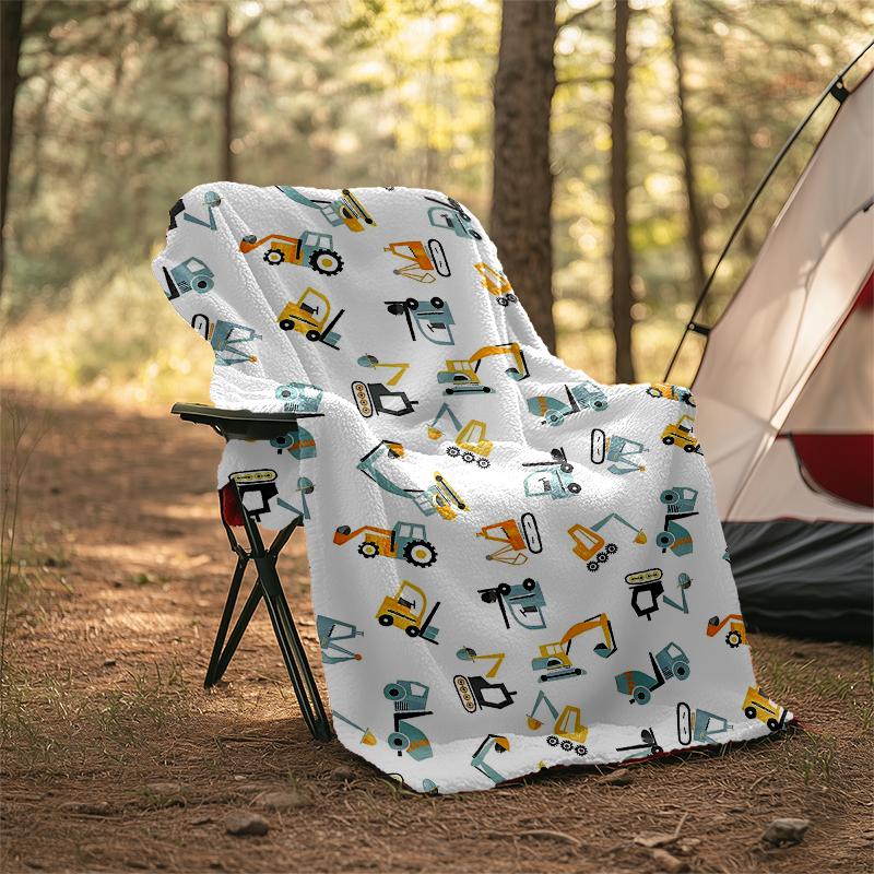 excavator Theme Printed Blanket - Perfect for Couch, Bed, Travel & Outdoor Use | Machine Washable, Cozy & Durable.