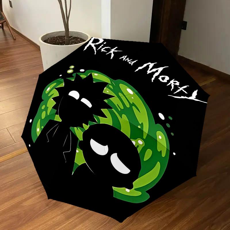 1 шт. Автоматический складной зонт Warner Rick and Morty с защитой от ветра, прочный купол на 93 спицы, долговечные спицы1310A