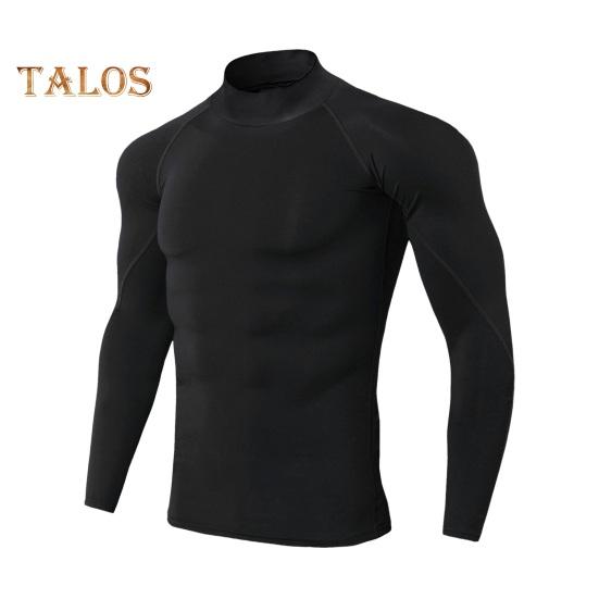 Мужской спортивный топ 3D Slim Fit с высокой эластичностью и воротником-стойкой, быстросохнущий, с длинными рукавами, облегающий, компрессионный, для коррекции фигуры, для бега, баскетбола, спортзала