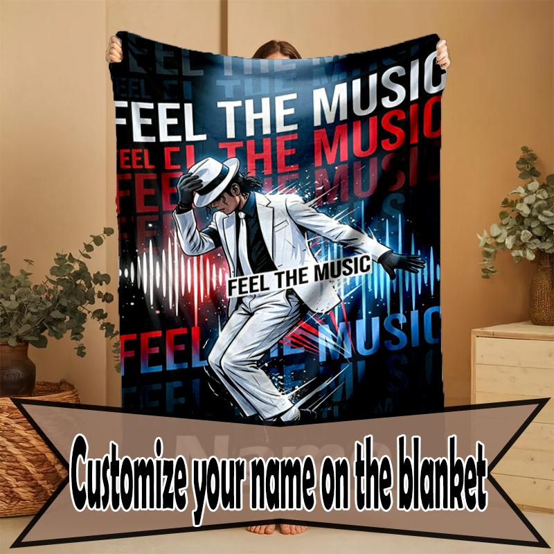 Custom Name Personalized Michael Jackson Print Blanket, Home Decor, Bedroom, Sofa, Camping, Couch, Gifts for Birthday Christmas