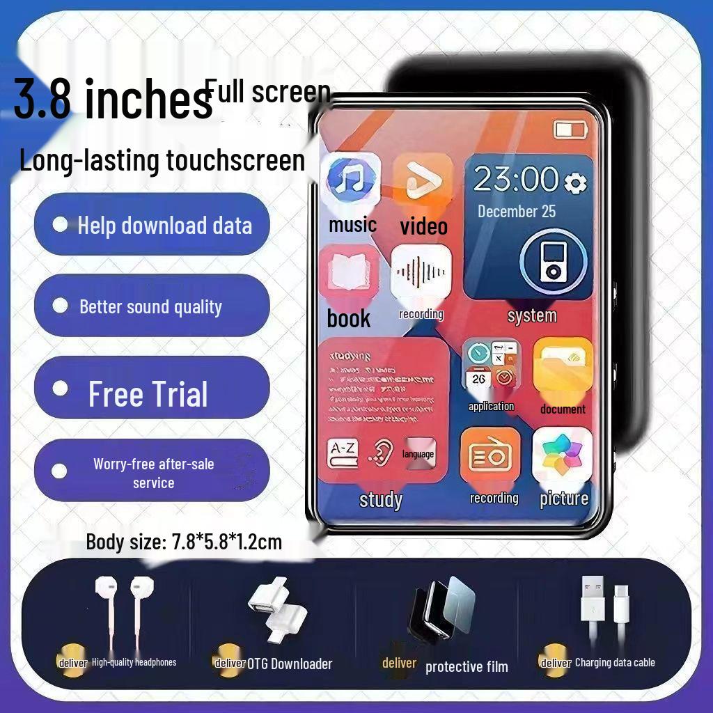 Touchscreen MP4/MP3 Player with Bluetooth, English Interface, MP5 Student Version for Reading Novels.