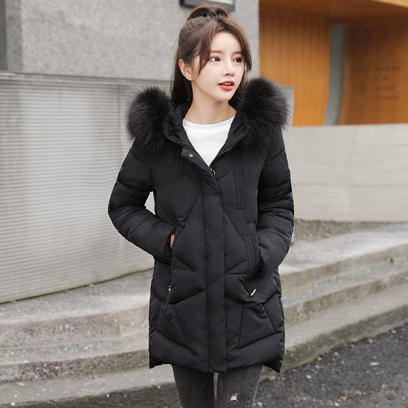 Куртка с хлопковой подкладкой Студентки Корейская версия свободной куртки с хлопковой подкладкой, женское пальто средней длины, Зимняя женская мода