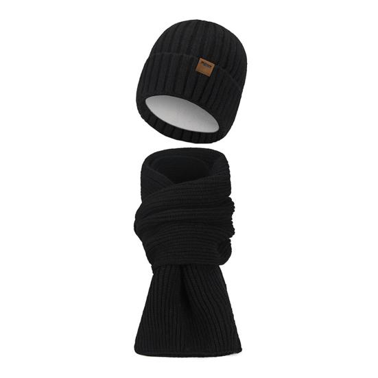 2 Pcs/Set Unisex Winter Hat And Scarf Set Thick Plush-lined Cold-proof Beanie Unisex Neck Cover Outdoor Ski Skating Cycling Scarf Cap Set