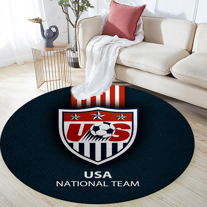 USA national football logo Round Rug, Non Slip Washable Circular Carpet For Living Room Bedroom Playroom, Sports Fan Decor, Holiday Birthday Gift