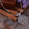 Jewelry Vintage Silver Plated Bohemian Hollow Carved Round Pendants Necklaces Chain Necklaces