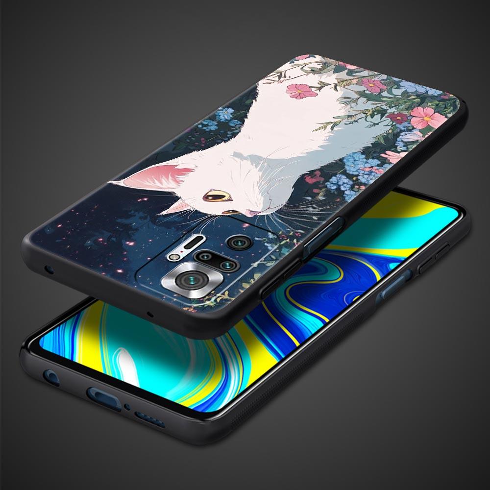 Чехол для телефона 'Кот Ван Гог Звездная ночь' для Xiaomi Redmi Note 14 13 5G 10 11 12 Pro Plus 4G 14C 13C 12C 10C Черный