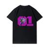 Plus Size Evangelion Printed Men T Shirts Round Neck Cotton Tops Summer Anime Casual Black Tees