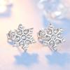 Korean Sweet Flower S925 Silver Zircon Snowflake Stud Earrings - Classic Women's Christmas Jewelry Gift