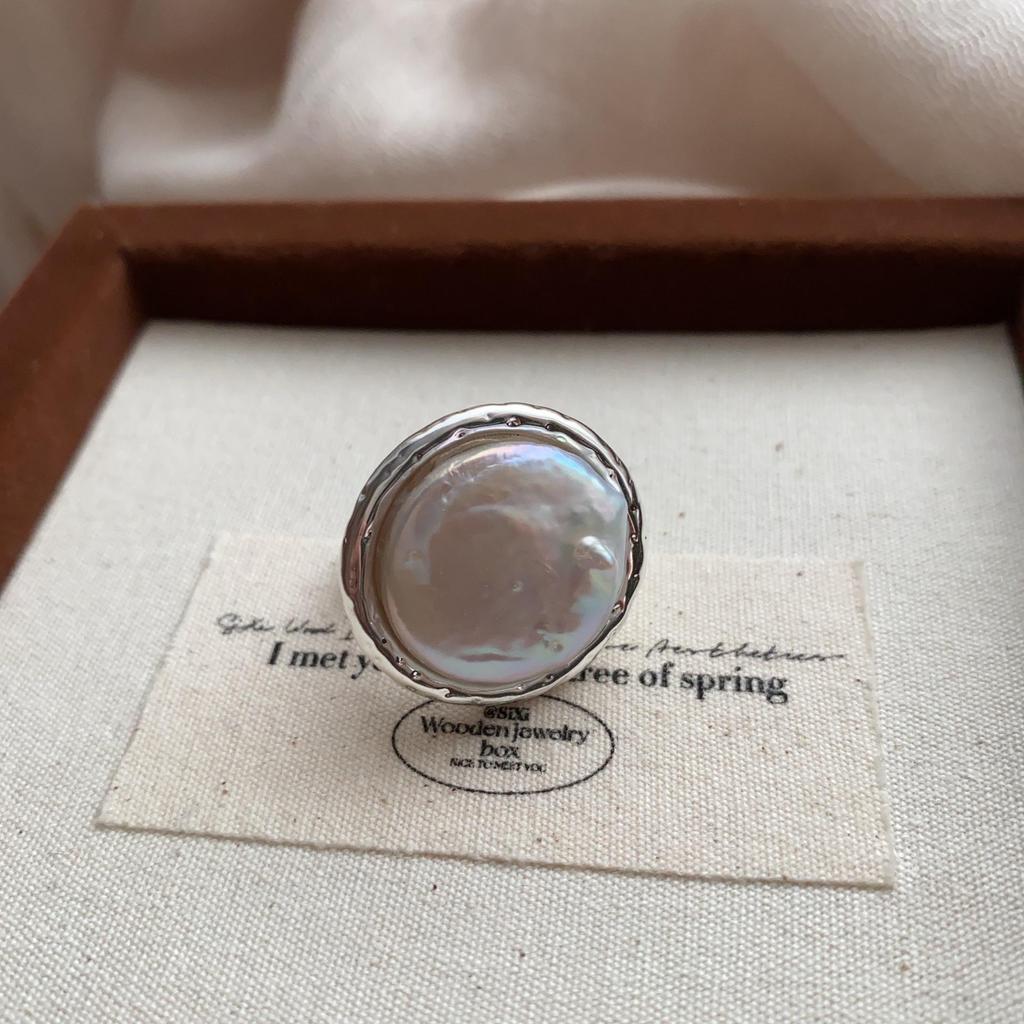 Корейское овальное перламутровое кольцо из серебра с медным покрытием - ретро-геометрическое нерегулярное открытое кольцо для женщин, аксессуар на указательный палец в стиле хип-хоп