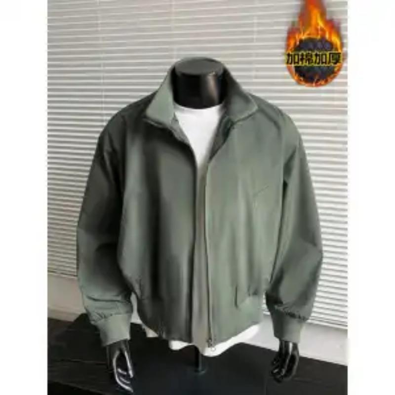 Теплая хлопковая куртка с подкладкой для мужчин Зимняя короткая модель Воротник-стойка Повседневное пальто