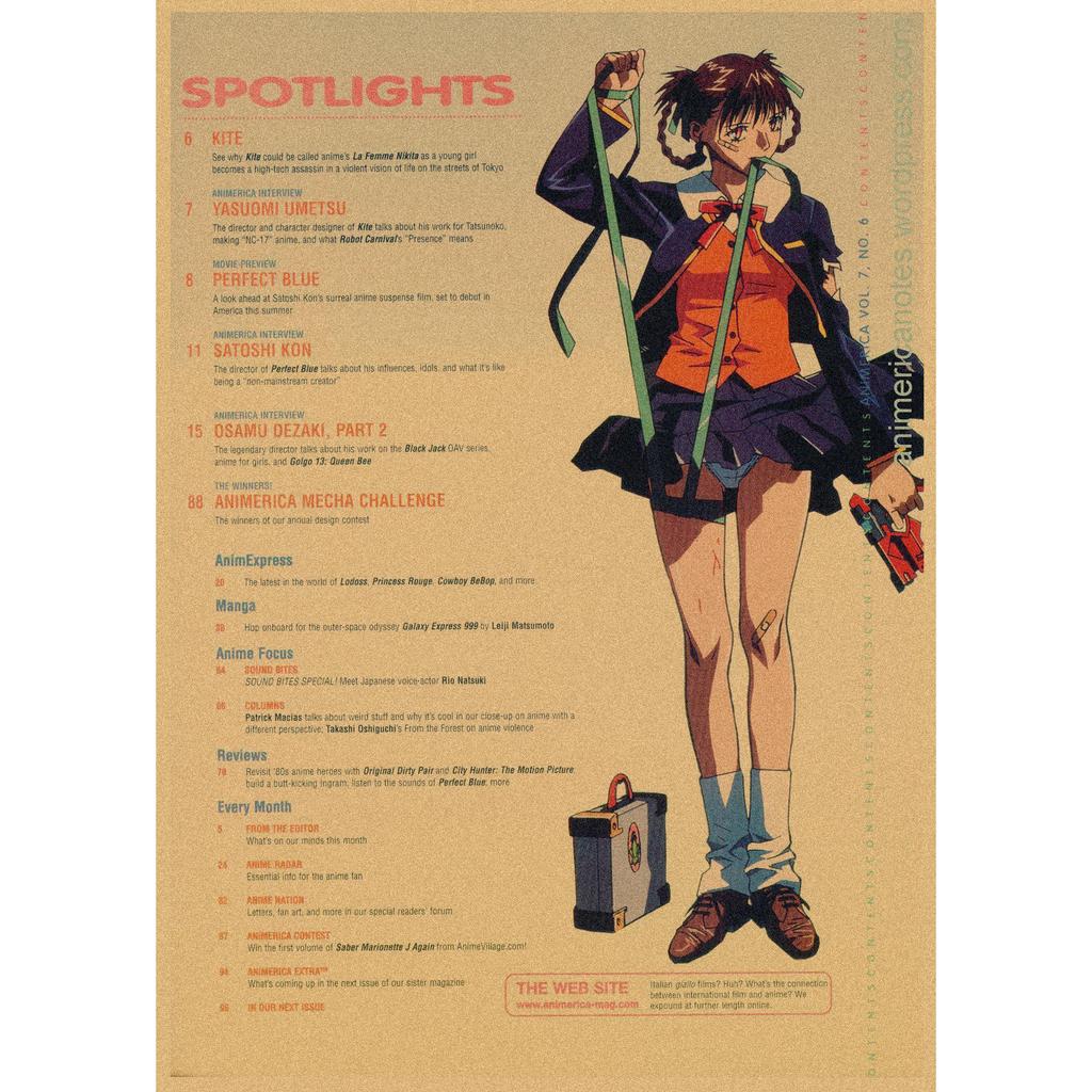 Retro Japanese Anime Poster - Yasuomi Umetsu's Killer Girl on Kraft Paper Wall Art Mural 262
