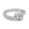Blue Topaz Twin Stone with Accents Bypass Ring - Sterling Silver
