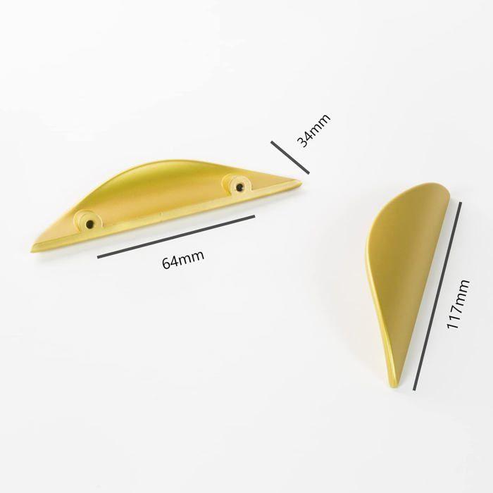 Lot de 2 poignées de tiroir/porte dorées en alliage de zinc - centres 64 mm, design moderne