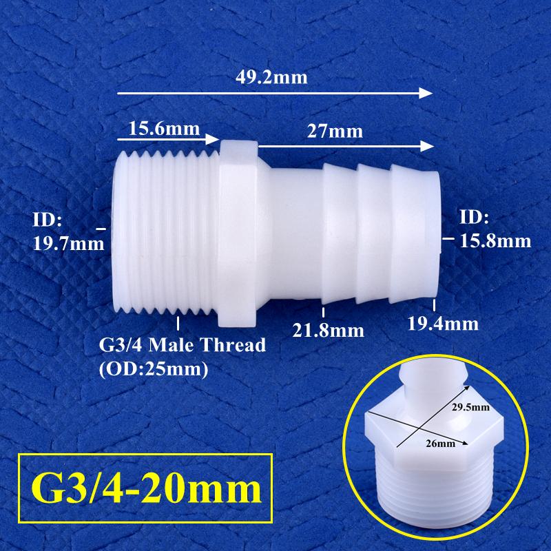 10pcs/lot PE Pagoda Direct Connector G1/2" 3/4" Male Thread To 4~25mm Barb Joints Aquarium Adapter Air Pump Tube Connector Micro Irrigation Hose Joint