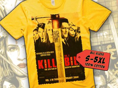 Футболка Kill Bill V35 с принтом постера фильма Желтый цвет 100% хлопок все размеры от S до 5XL