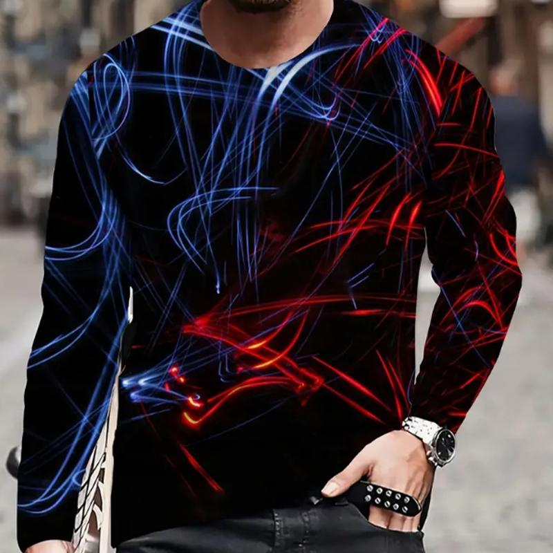 Мужские футболки с принтом звездного неба, футболки с длинным рукавом, повседневные свитера с круглым вырезом, мужская одежда больших размеров