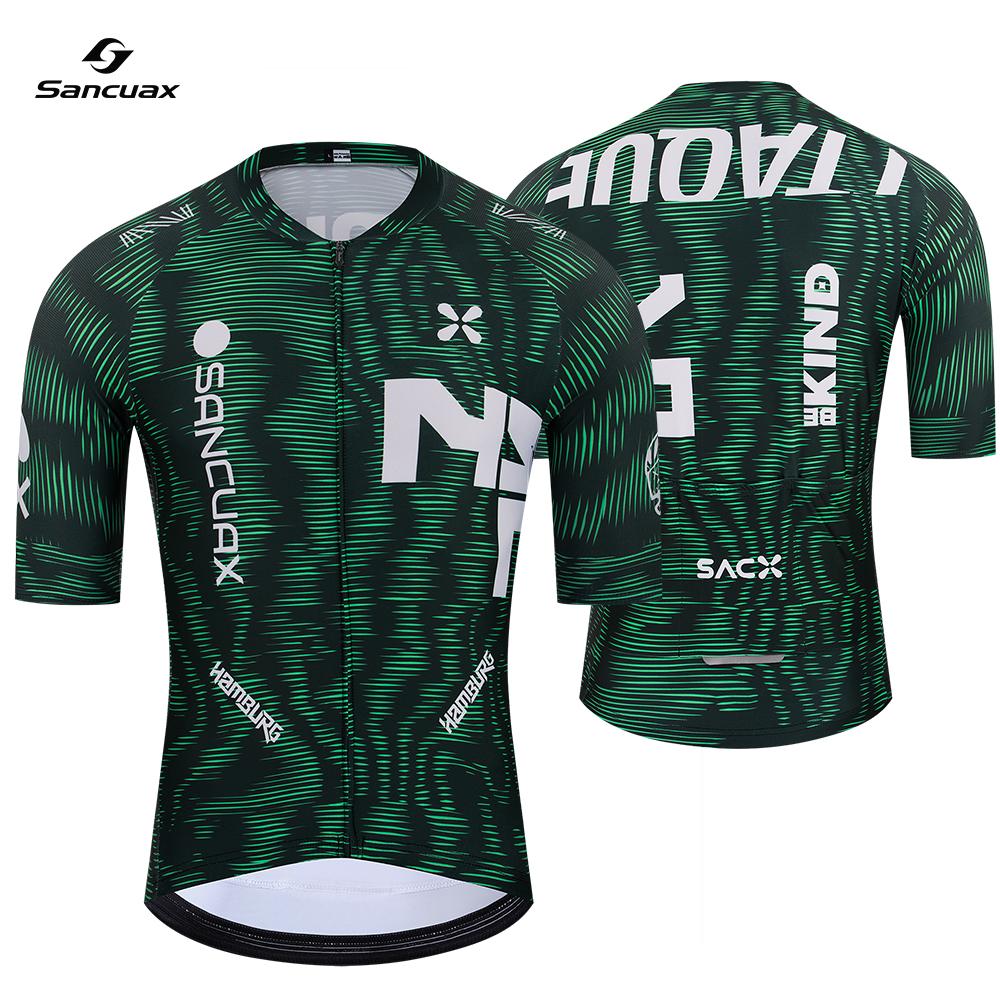 Summer Breathable Cycling Suit Sancuax Summer Clothing Men's Short Sleeves Set with Pockets Breathable Road Bike Maillot Ciclismo Hombre