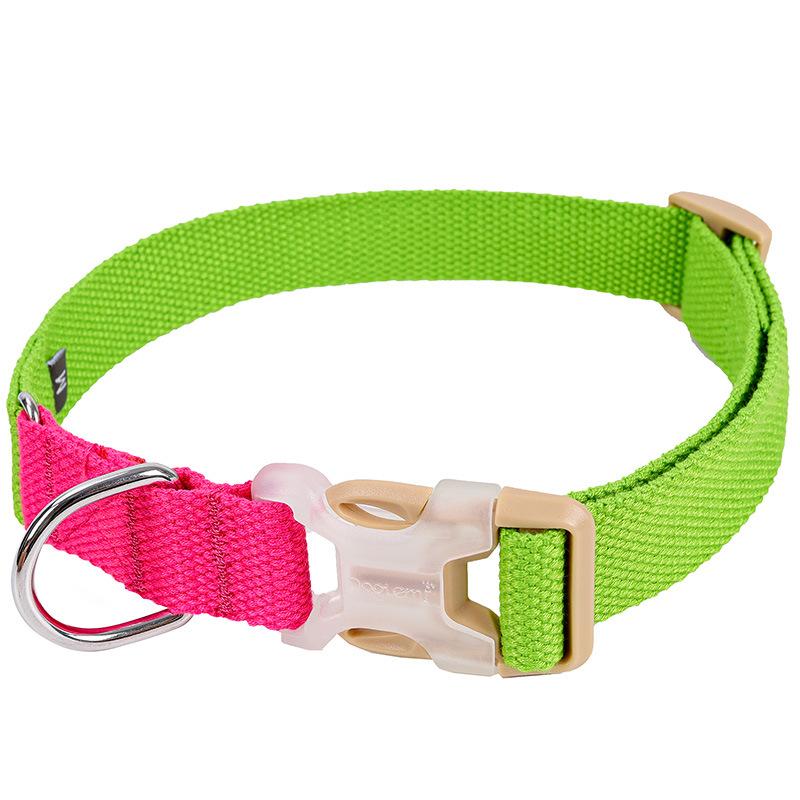 INS Color‑block Polyester Cotton Webbing Dog Collar Soft Adjustable Quick Release Buckle Pet Collar for Small Medium Dog Walking Pet Supplies