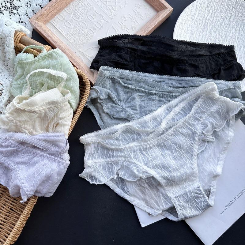 Женские милые хлопковые трусики с кружевом и ледяной сеткой для весны и лета