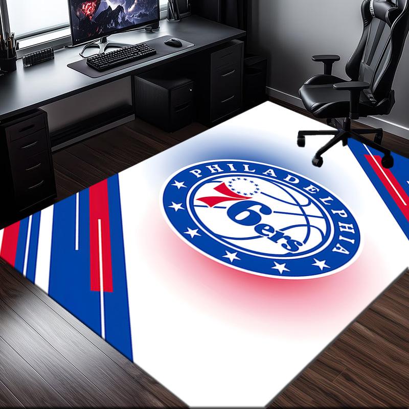 Philadelphia Basketball Team Rug Office Carpet Non-Slip Mat, Chair Rug Floor Covering for Gaming, Bedroom, Living Room , Home Decor Christmas Gift