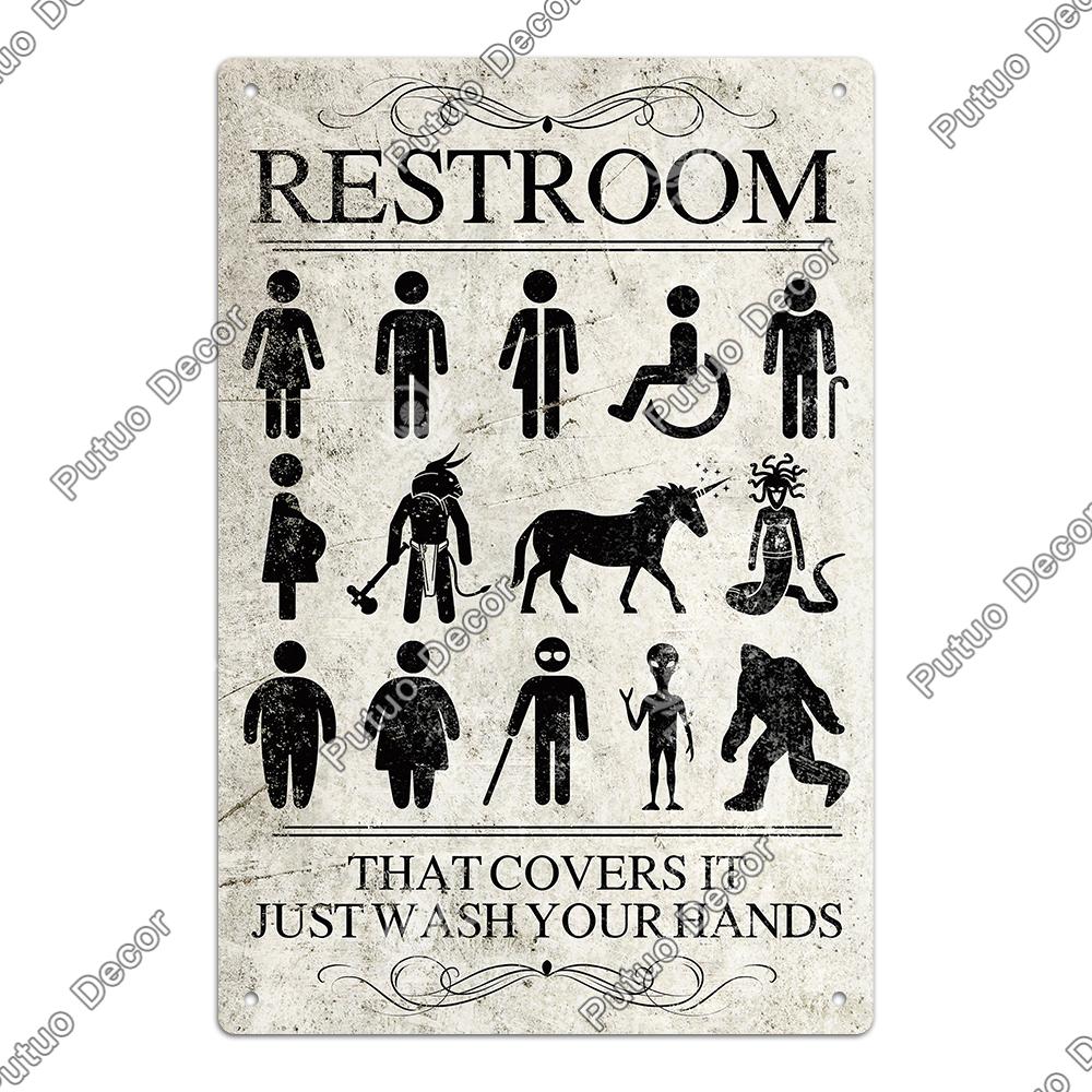 Декор 1 шт. Металлический Знак для Туалета - Ретро Жестяная Ванная Комната Табличка Настенные Плакаты Украшения