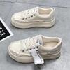 Нишевый дизайн, белые туфли на платформе, женские, 2024, новые универсальные повседневные парусиновые туфли, женские парусиновые туфли Xiaoxiangfeng