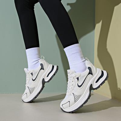 JOZHAMTA Размер 35-40 Женские кроссовки Кожаные сетчатые туфли на высоком каблуке для женщин Повседневная обувь на шнуровке Модная обувь на платформе Тренд