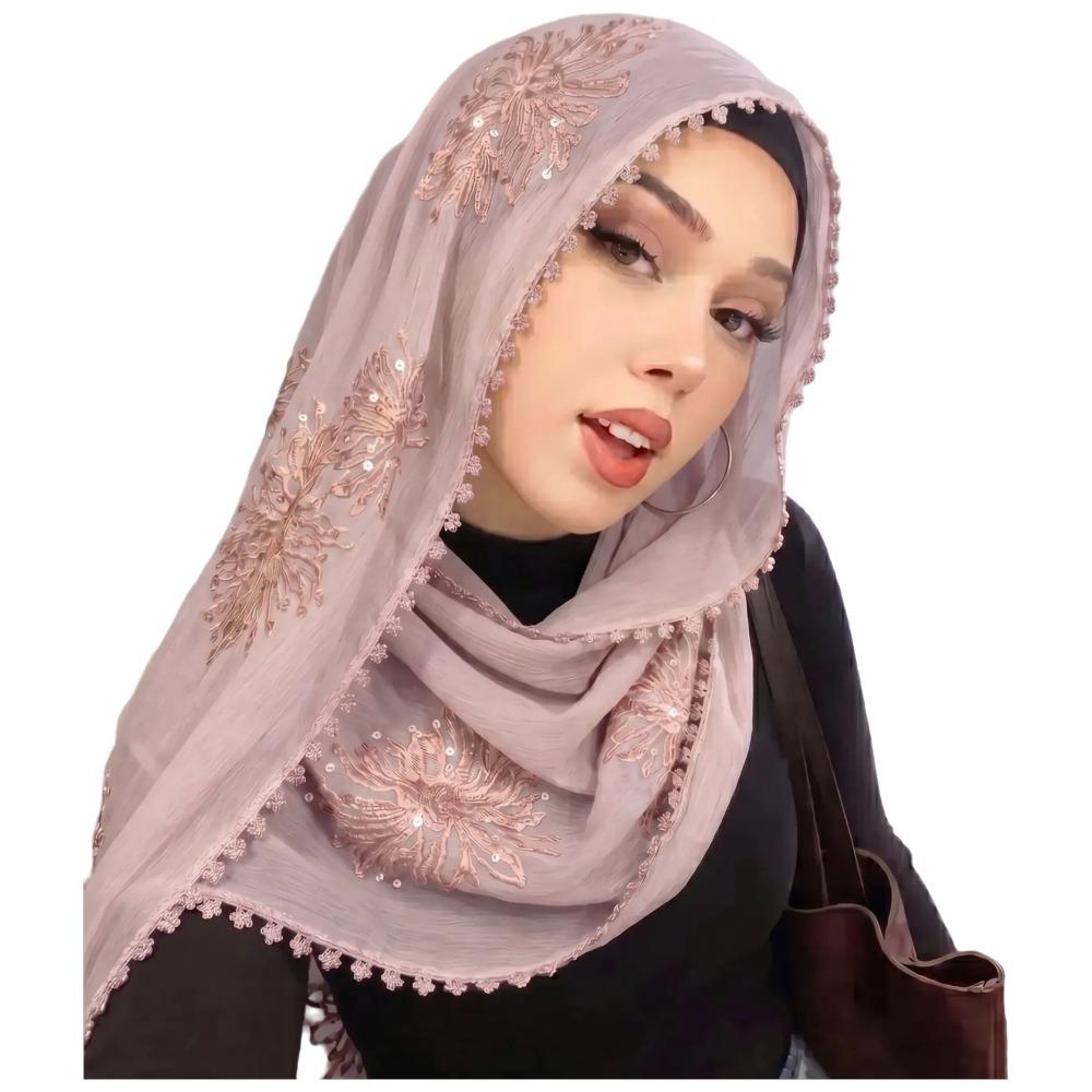 Full Cover Islamic Headscarf Solid Color Sequin Wraps Shawl Muslim Hijab Turban Cap Girls