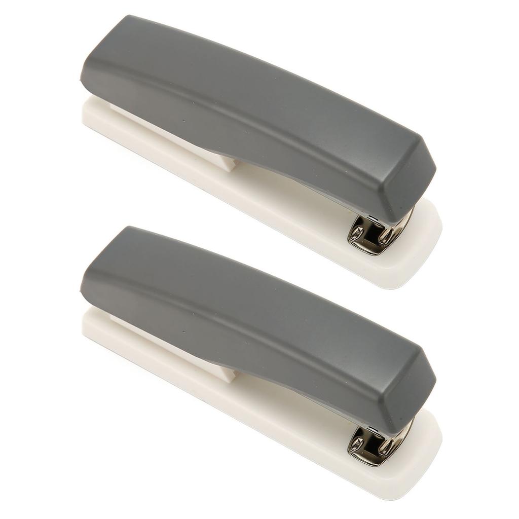 2PCS Office Stapler Prevent Slip Portable Stable Durable Ergonomic School Stapler for Students Grey