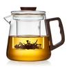 Pokaro Tea Heat-Resistant Glass Teapot, 650ml, with Lid, Wooden Handle, and Glass Tea Strainer, Stovetop-Safe, Handmade, with Black Tea Pods, Boiling