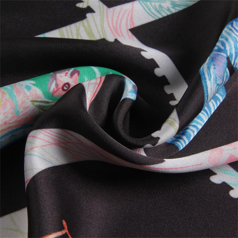 POBING Silk Scarf Women Horse Head Triangle Scarves Head Echarpes Silk Foulards Femme Wraps Beach Shawls Bandana Lady Hijab