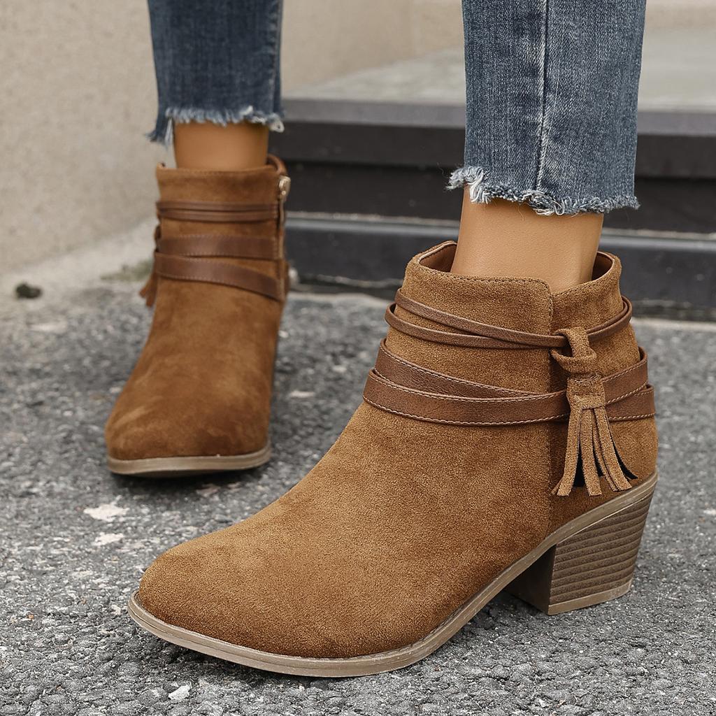 Fashion Women Ankle Boots 2025 New Fashion Anti Slip Rubber Sole Boots Women Outdoor Comfortable Retro Shoes for Women Zapatos De Mujer