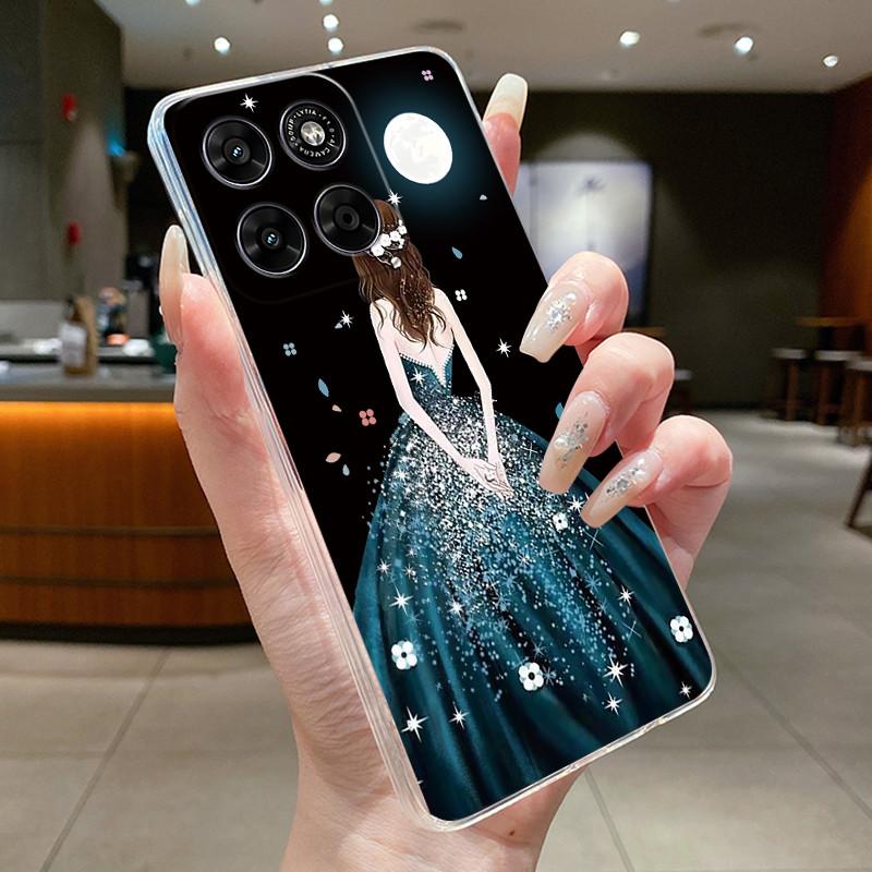Phone Case For Motorola Moto G67 / Moto G77 Capa Coque Butterfly Bow Protective Casing Transparent Soft Silicone TPU Cover Funda