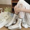 Solid Color White Socks Bow Print Ballet Style Sweet Girls Middle Tube Socks Women Japanese Style Lolita Kawaii Cute Long Socks