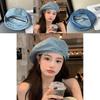 Trendy Denim Washed Beret Hat For Women And Men In Retro Design With Embroidery Unique