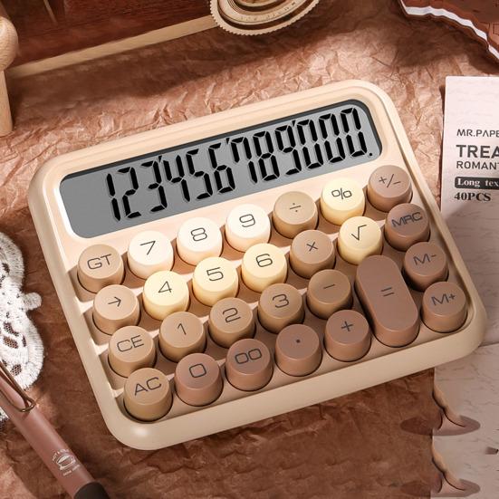 12-значный калькулятор с очень большим ЖК-экраном Большие кнопки Эргономичный дизайн Чистый звук Градиент цвета Механический переключатель Калькулятор