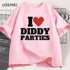 Футболка "I Love Diddy Parties" для мужчин, забавная, оскорбительная, саркастическая, оригинальная, хлопковая, с коротким рукавом и круглым вырезом.