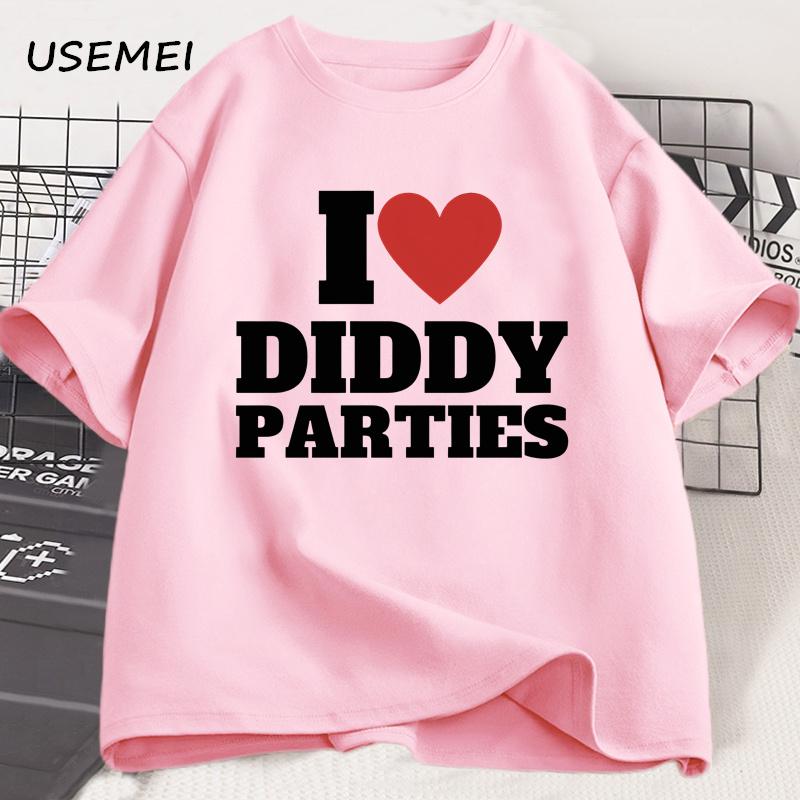 Футболка "I Love Diddy Parties" для мужчин, забавная, оскорбительная, саркастическая, оригинальная, хлопковая, с коротким рукавом и круглым вырезом.