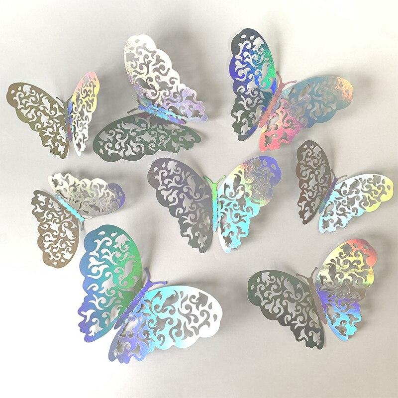 12Pcs 3D Hollow-out Butterfly Wall Sticker Kids Room Wall Decal Home Decoration KTY